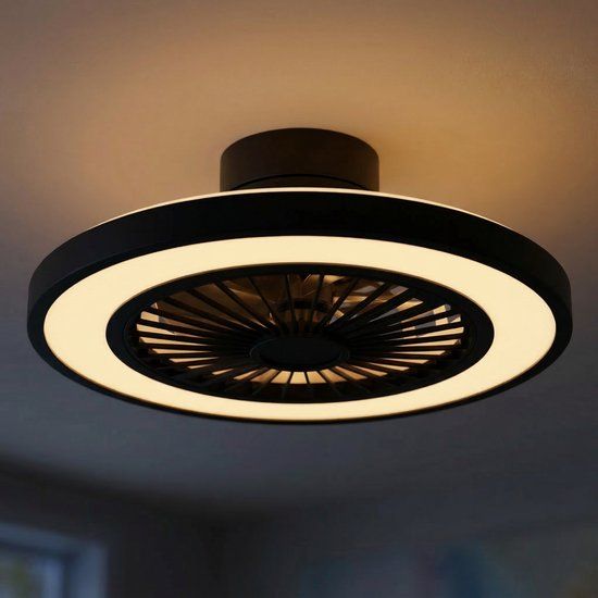 Fonkel Globo Blizzak Ventilator - Zwart/Wit - LED - 2080lm - Modern