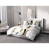 Home Linge Passion Home Dekbedovertrek, 3-delig, 100% katoen, 57 draden, 2 personen, 240 x 260 cm, mosterdzwarte atol