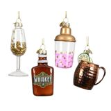 Decoris Kersthanger drankfles glas ø8,5cm 4 assorti