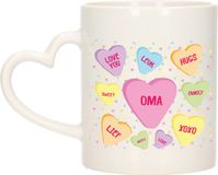 Bellatio Decorations Cadeau koffie/thee mok voor oma - pastel - hartjes oor - keramiek - 300 ml