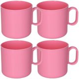 Plasticforte onbreekbare Drinkbekers - 6x - kunststof - 320 ml - roze - kinderen - camping - mokken