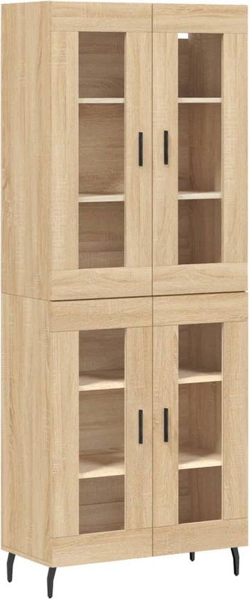 vidaXL Hoge kast bewerkt hout sonoma eikenkleurig 69,5x34x180 cm