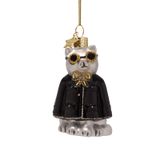 Vondels Fashionista Chat Boule de Noël en verre de 7,5 cm, multicolore
