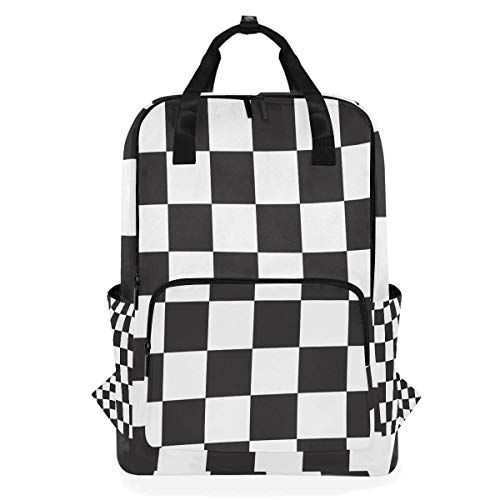 MONTOJ Travel Rugzak Zwart En Wit Mozaïek Patroon School Rugzak
