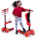Hurtle Kinderstep, 3-wiel Step, Opvouwbare Scooter met Verstelbare Hoogte, Antislip Platform, LED Verlichte Wielen, Step voor Meisjes/Jongens van 2 tot 12 Jaar, Rood