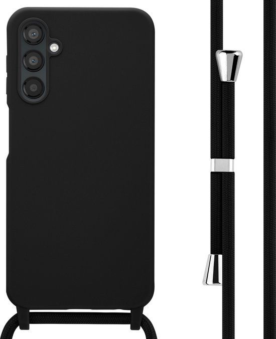 iMoshion Hoesje Samsung Galaxy A25 - Siliconen hoesje met koord - Zwart
