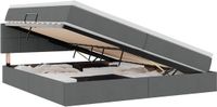 vidaXL LED Opbergbed met Matras Donkergrijs Stof 200 x 200 cm