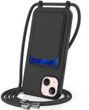 Selected by GSMpunt.nl Hoesje met Koord en Pasjeshouder Geschikt voor Apple iPhone 14 | Back Cover met Crossbody Koord en Kaarthouder | Ideaal voor Festival/Vakantie | Siliconen | Zwart
