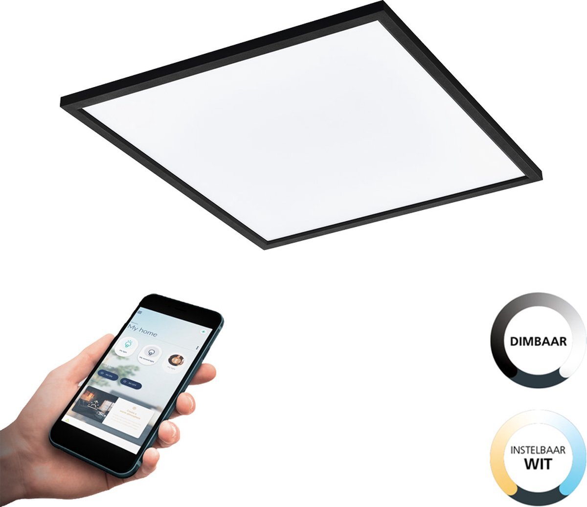 EGLO Connect EGLO connect.z Salobrena-Z Smart Plafondlamp - 59,5 cm - Zwart/Wit - Instelbaar wit licht - Dimbaar - Zigbee