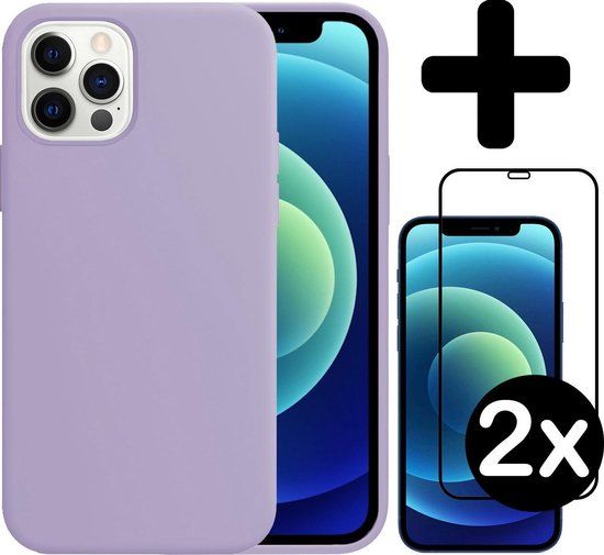 iPhone 12 Pro Max Case - Silicone Cover with Screen Protector - Lila