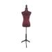 Relaxdays etalagepop vrouw, verstelbare hoogte 130-167 cm, fluweel, houten voet, maat 36/38, bordeaux