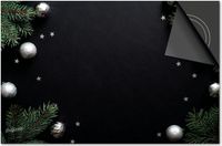 Dietrix Inductie Beschermer - 71x52 cm - Zwart met Kersttakken en Zilveren Ballen