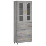 vidaXL Hoge kast, grijs Sonoma, 69,5 x 34 x 180 cm, bewerkt hout