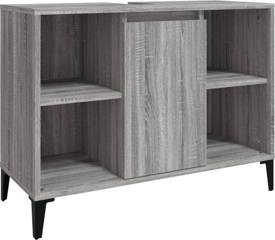 vidaXL Wastafelkast 80x33x60 cm Bewerkt Hout Grijs Sonoma Eikenkleurig