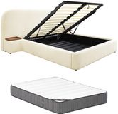 Vente-unique Bed met opbergruimte stof wit 180 x 200 cm