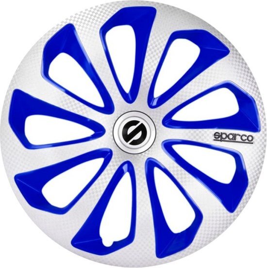 Sparco 4-Delige Wieldoppenset Sicilia 15-inch Zilver/blauw/carbon