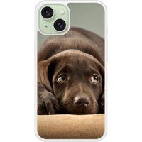 iPhone 15 Chiot marron bedrukt siliconen hoesje