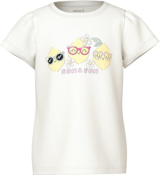 NAME IT NMFVIBEKE CAPSL TOP Meisjes T-shirt Katoen Wit 110