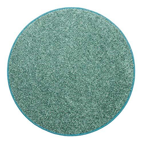 Misento Shaggy hoogpolig tapijt voor woonkamer, langpolig, getest op schadelijke stoffen, 100% polypropyleen, aqua rond 133 cm