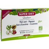 Superdiet Kwartet brûleur de graisses biologique : thé vert, papaye, son d'avoine, guarana 20 ampoules