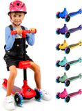 SereneLife Kinderstep - 3-Wiel Step - Opvouwbaar - Verstelbare Hoogte - LED Verlichting - Rood