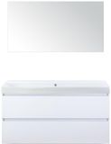 BES LED Maxx XL Badmeubelset 120 cm - Wit Hoogglans - Wastafel Just Enkel Zonder Kraangat met Spiegel