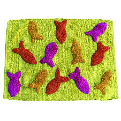 MSV badmat kleurrijke vissen 60x40cm van katoen, meerkleurig, 60 x 40 x 15 cm