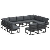 vidaXL Tuinbank Set Zwart Aluminium 11-Zitter