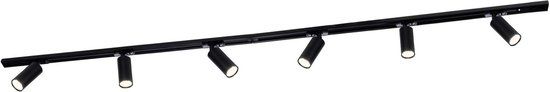 LEDVION LED Railverlichting 2M + 6 Railspots (Zwart - Dimbaar - GU10 Fitting) - 1-Fase