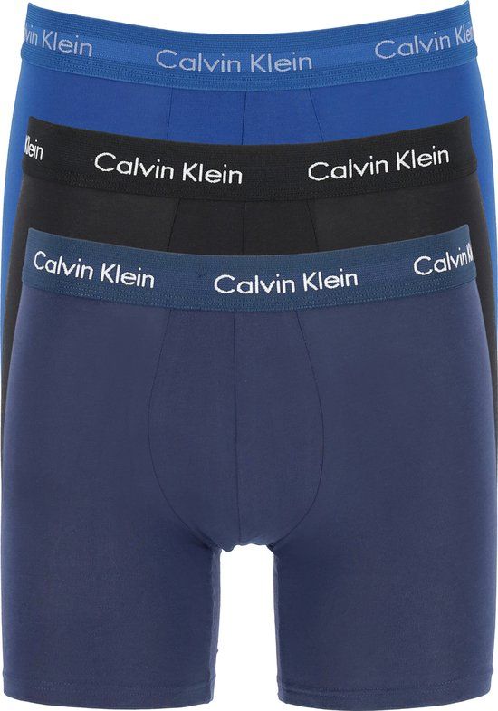 Calvin Klein Boxer Brief 3-Pack - Men's Underwear - Blue/Dark Blue/Black - Size S