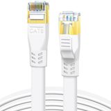 DDMALL CAT8 Ethernet Kabel, 5m Hoge Snelheid 40Gbps 2000MHz Flexibele Platte CAT8 Patchkabel, Gigabit Internet Netwerkkabel LAN-kabel met vergulde RJ45-connector voor Gaming, Modem, PC, TV (5M, wit)