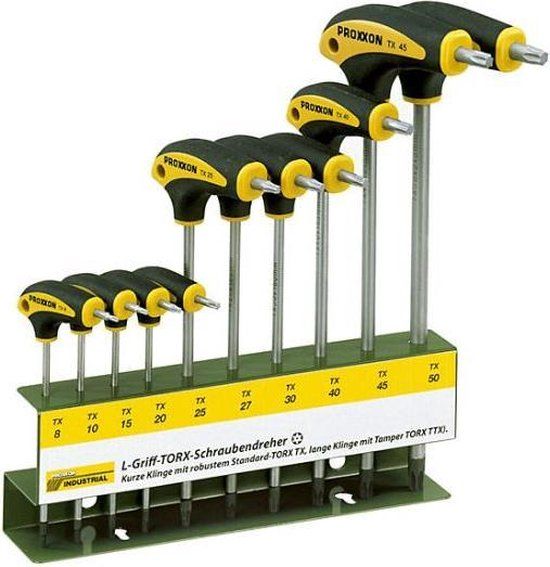 PROXXON industriële L-greep schroevendraaier set T-profiel (10-delig, Torx-schroevendraaier, met houder) 22652