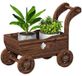 Plantenbak en bois - Plantenbak en forme de chariot - Plantenbak mobile avec 4 roulettes et une poignée - 68 x 38 x 52 cm