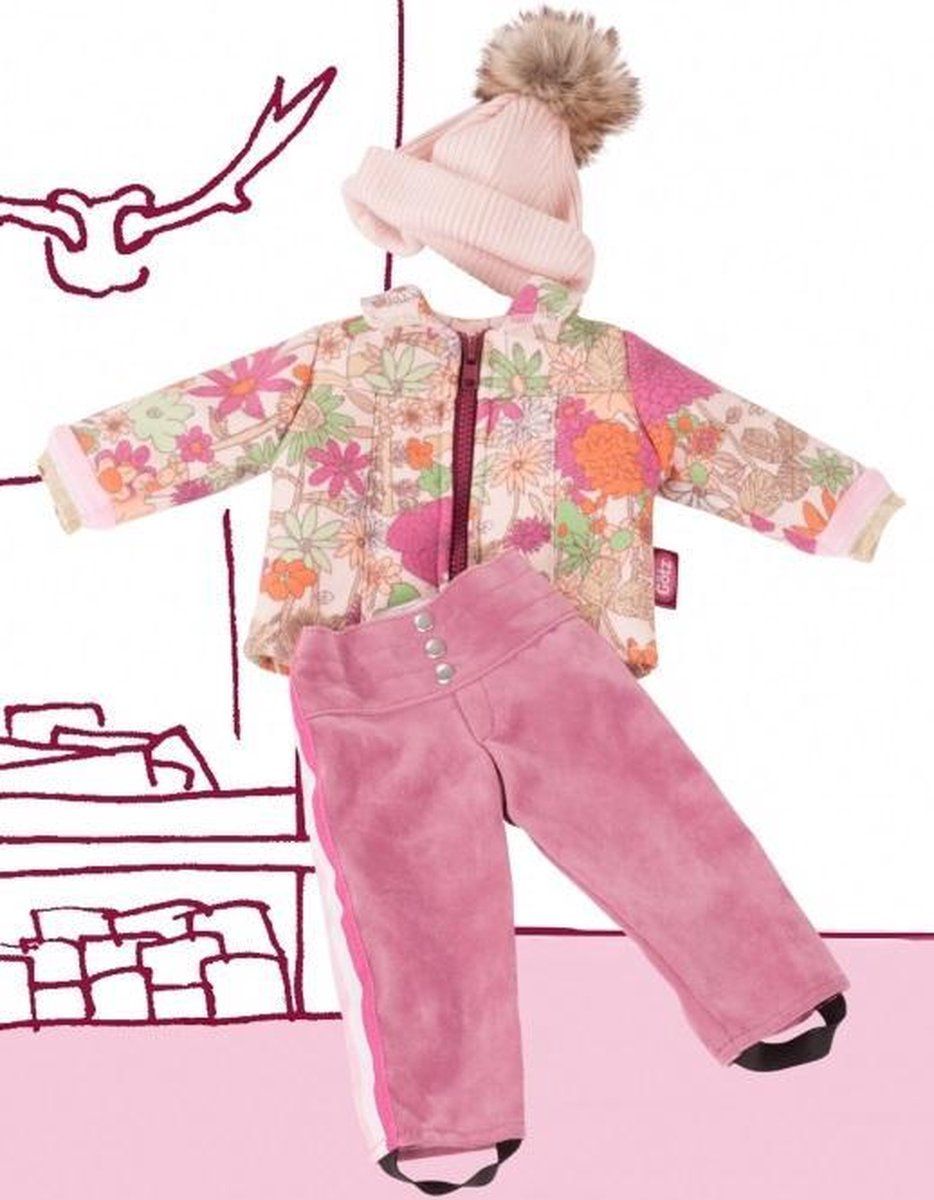 Gotz Götz Poppenkleding Winterset Bloemen - Roze - Voor Pop 45-50cm