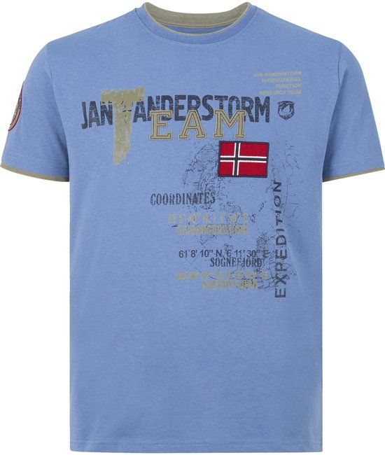 Jan Vanderstorm heren T-shirt SÖLVE Plus Size lichtblauw