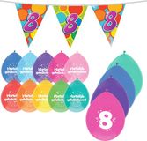 Haza Leeftijd verjaardag thema pakket 8 jaar - ballonnen/vlaggetjes