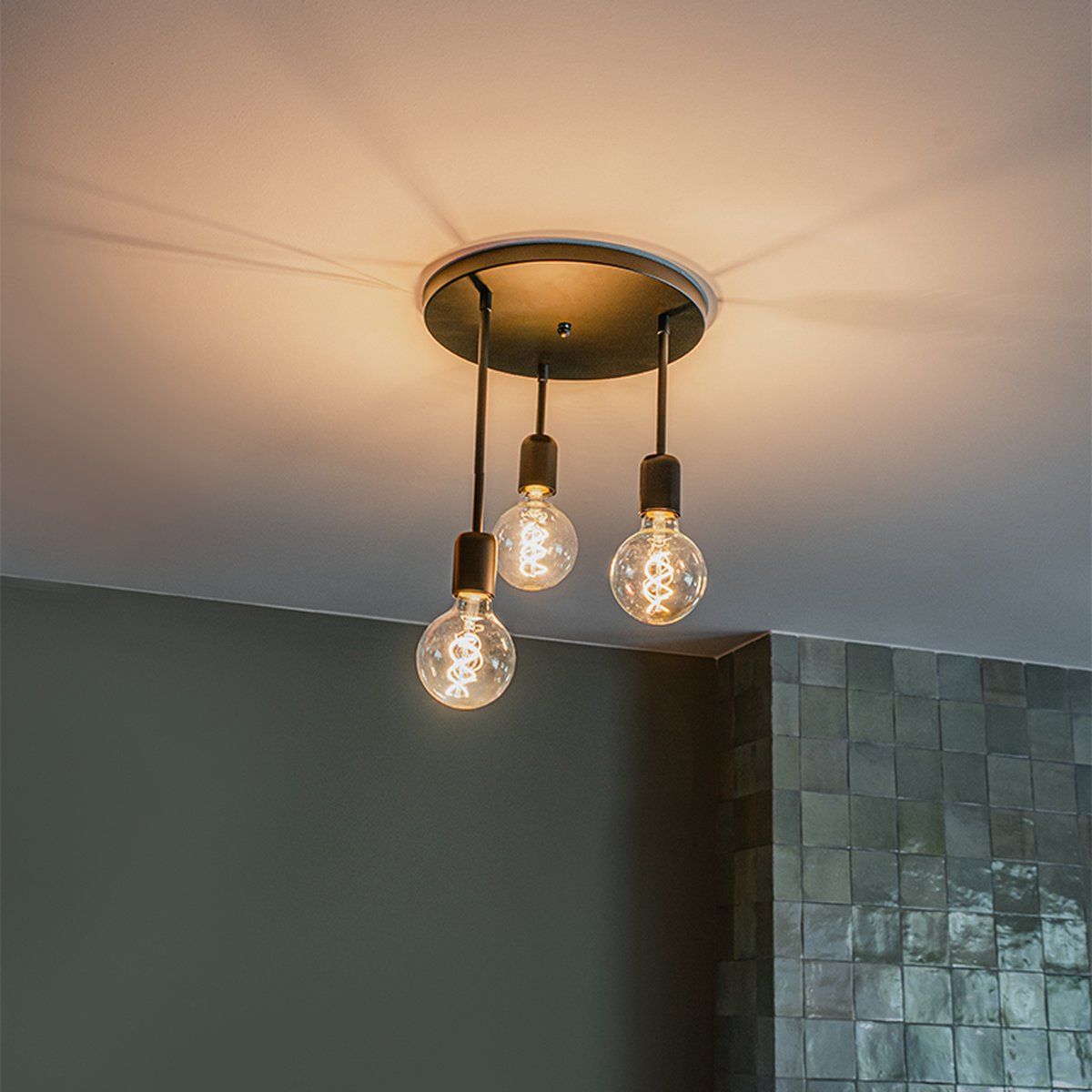 QAZQA Facil - Plafondlamp - 3 lichts - Ø 30 cm - Zwart
