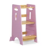 COSYLAND Leertoren voor kinderen, houten leertoren voor baby's van 1 tot 6 jaar, in hoogte verstelbaar op 3 niveaus, 80 cm, klassiek roze en natuurlijk