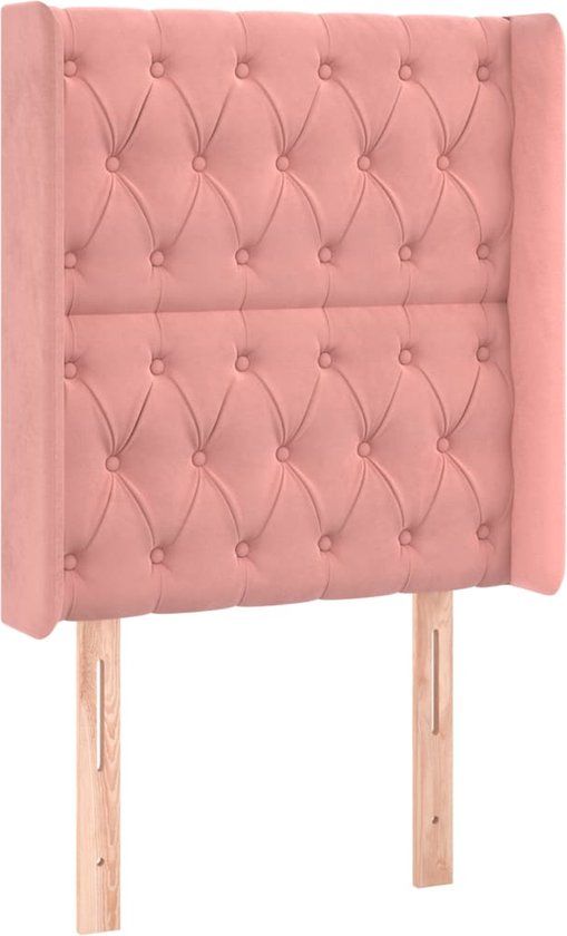 vidaXL Hoofdbord met randen 83x16x118/128 cm fluweel roze