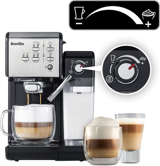 Breville VCF108X - Koffiezetapparaat - Automatische melkopschuimer - 2 kopjes - 2 l - Knoppen