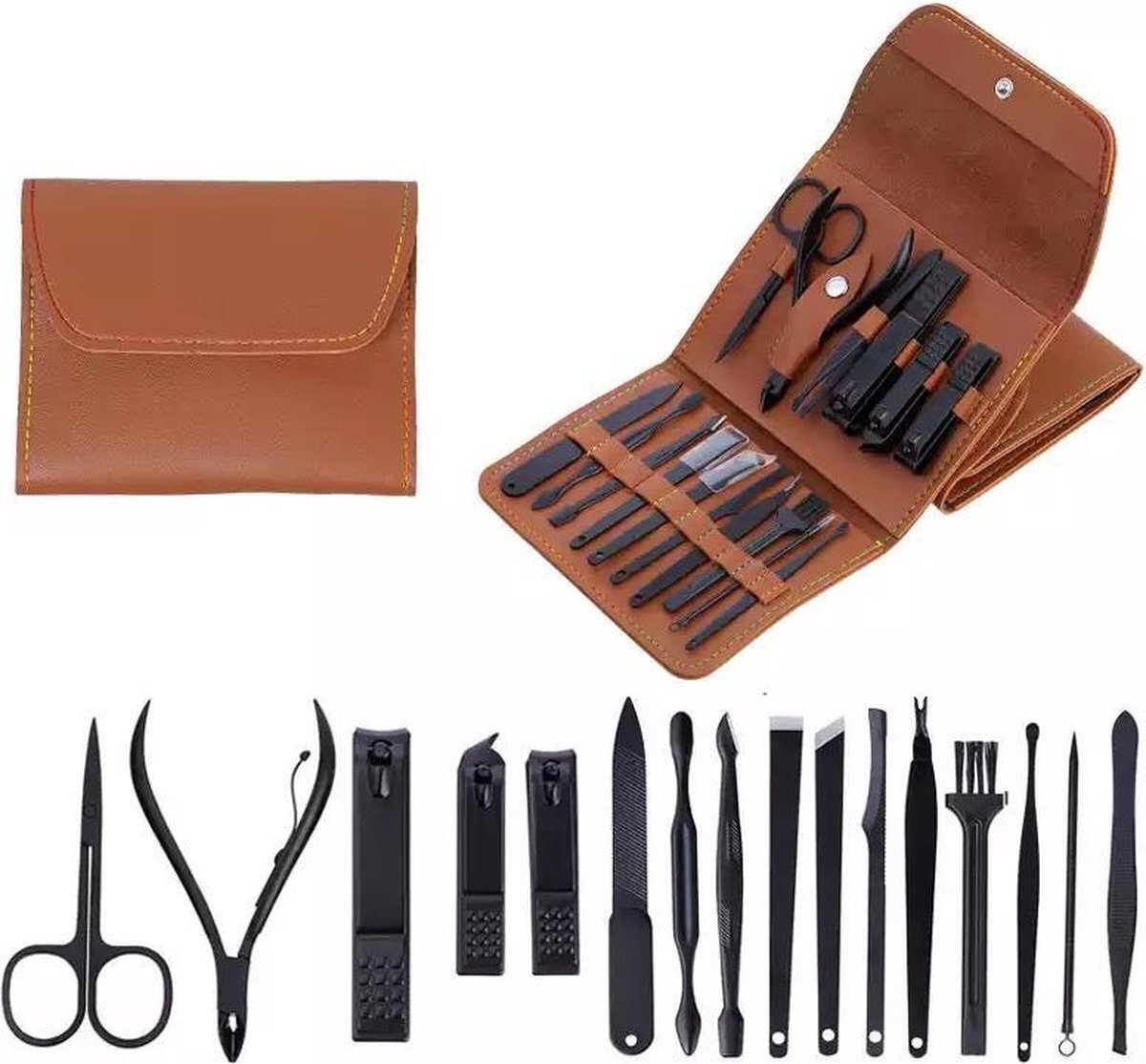 LOUZIR 16 Delig Manicure Set met Gezichtsmasker- Nagelset -Nagelvijl - Nagelknipper- Nagelschaar - Pincet- Manicureset met Luxe Etui voor Nagel
