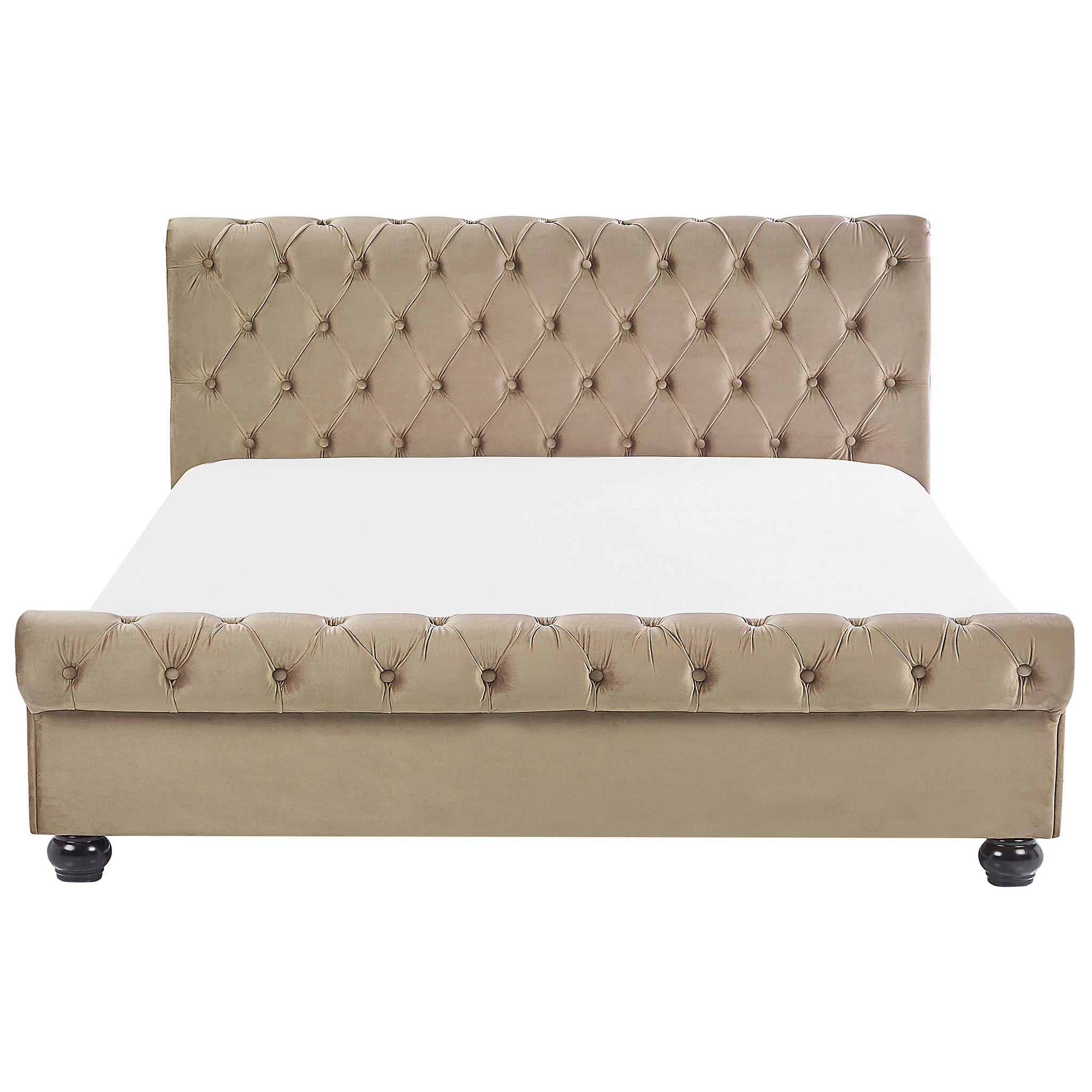 BELIANI Beliani AVALLON  - Tweepersoonsbed - Beige - 180 x 200 cm - Fluweel