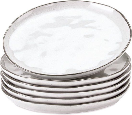 LOBERON Dessertbordje set van 6 Biarré wit