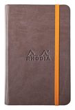 RHODIA 118623C - Hardcover Notitieboek Chocolade - 9 x 14 cm - Effen - 192 pagina's - Clairefontaine Ivoor Papier 90 g/m² - Leeslint, Elastieksluiting - Omslag in Imitatieleer - Collectie Rhodiarama