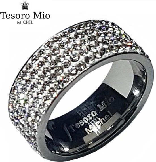 Tesoro Mio Michel Edelstaal dames ring met zuivere zirkonia steentjes van maat 56 17 8 mm