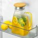 Unyqoos® Carafe en verre avec couvercle en bambou et bec verseur anti-goutte pour porte de réfrigérateur