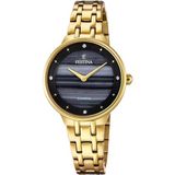 Festina F20601/D Dames Polshorloge Goudkleurig Zwart Mineraalglas Staal
