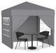 UISEBRT Pop-up paviljoen, 2,5x2,5 meter, inklapbaar, snelle opbouw met één druk op de knop, waterdicht en met UV-bescherming, inclusief 4 zijpanelen, met tas – zilver