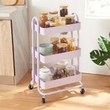[en.casa] Keukentrolley Pyhäntä met 3 manden 78,5x46x35 cm lichtpaars