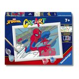Ravensburger CreArt: Spider-Man — Schilderij met cijfers voor kinderen vanaf 7 jaar, inclusief schilderset met planken, frame, penseel en kleuren, 14 x 19 cm, cadeau-ideeën